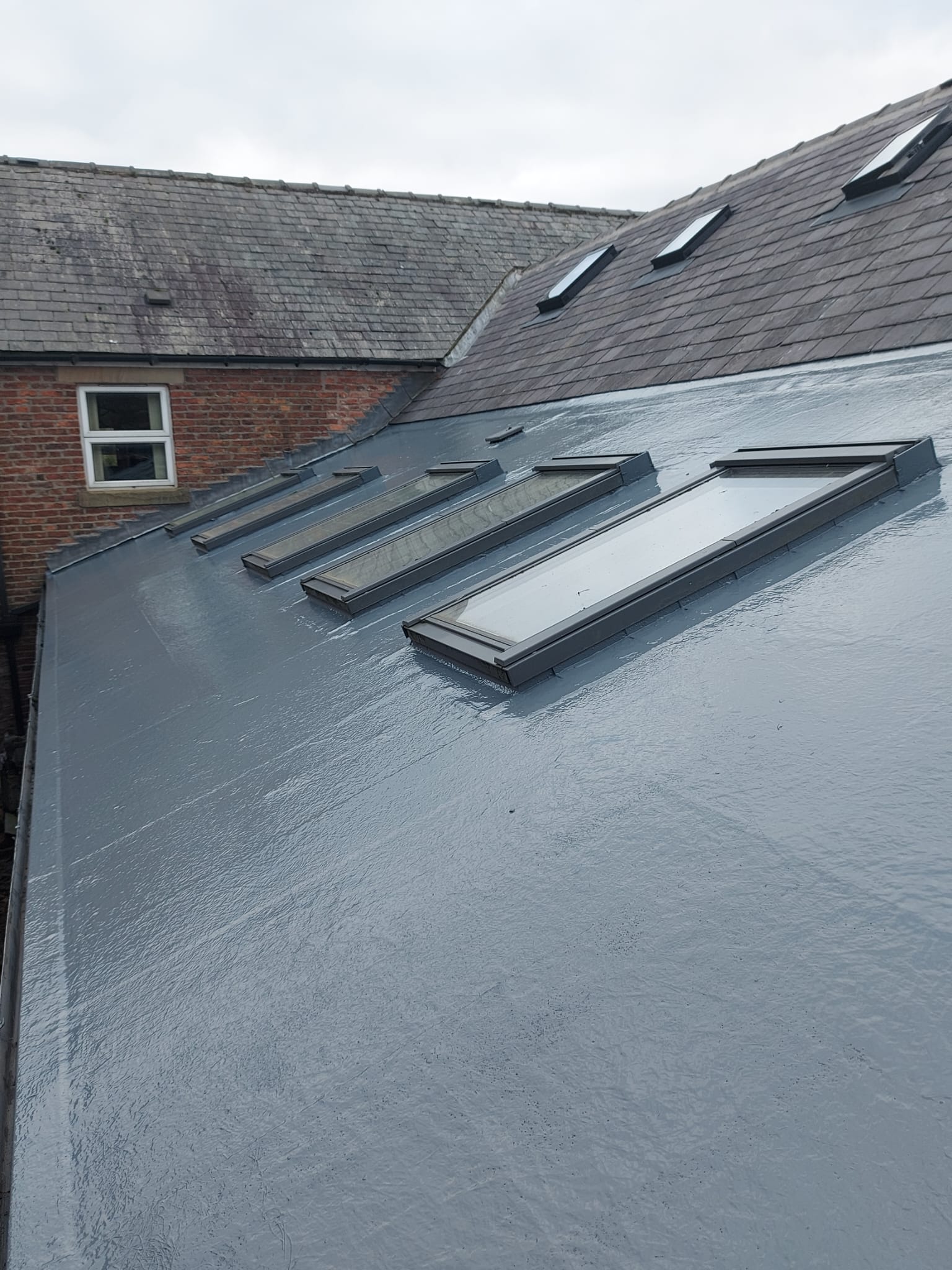 GKRC a liquid finished roof with sky light windows